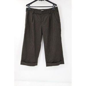 Vince Pants Womens 6 Wool Blend Wide Leg Cropped Capri Pleated cuffed pockets